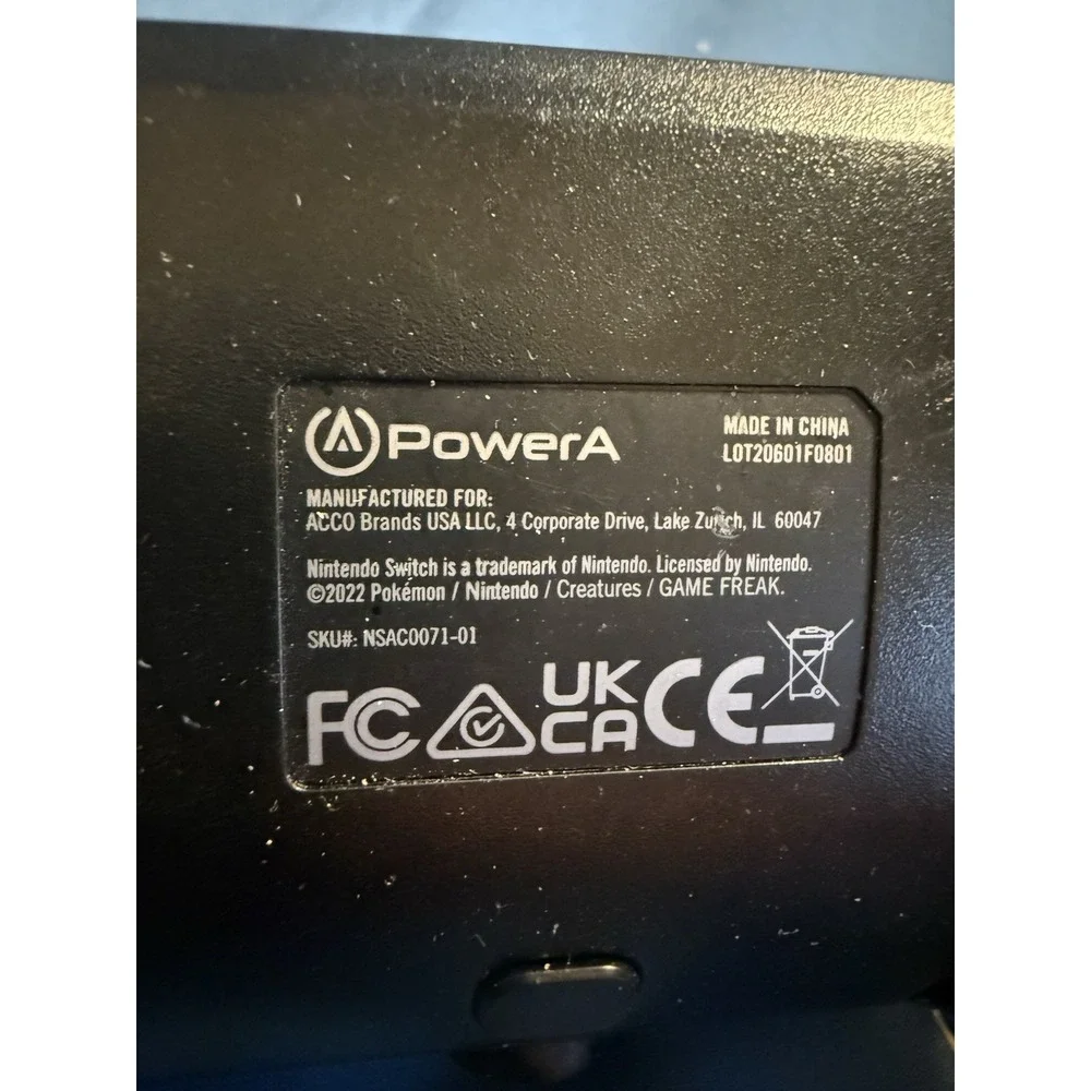Pikachu High Voltage PowerA Enhanced Wired Controller for Nintendo  No USB Wire